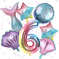 Mermaid 6Th Birthday Decorations, 8Pcs Mermaid Party Decorations Balloons, 40 Inch Rainbow Number 6 Balloon, Large Helium Foil Mermaid Tail Balloon, Seashell Balloons For Girls' 6Th Birthday Party