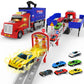 Carrier Truck Race Track Toys, Truck Toys for 3, 4, 5, 6, 7, 8 Years Old Kids, Foldable Transport Truck Toys Car with Lights & S
