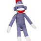 Plushland Adorable Blue Sock Monkey, The Original Traditional Hand Knitted Stuffed Animal Puppet 20 Inches