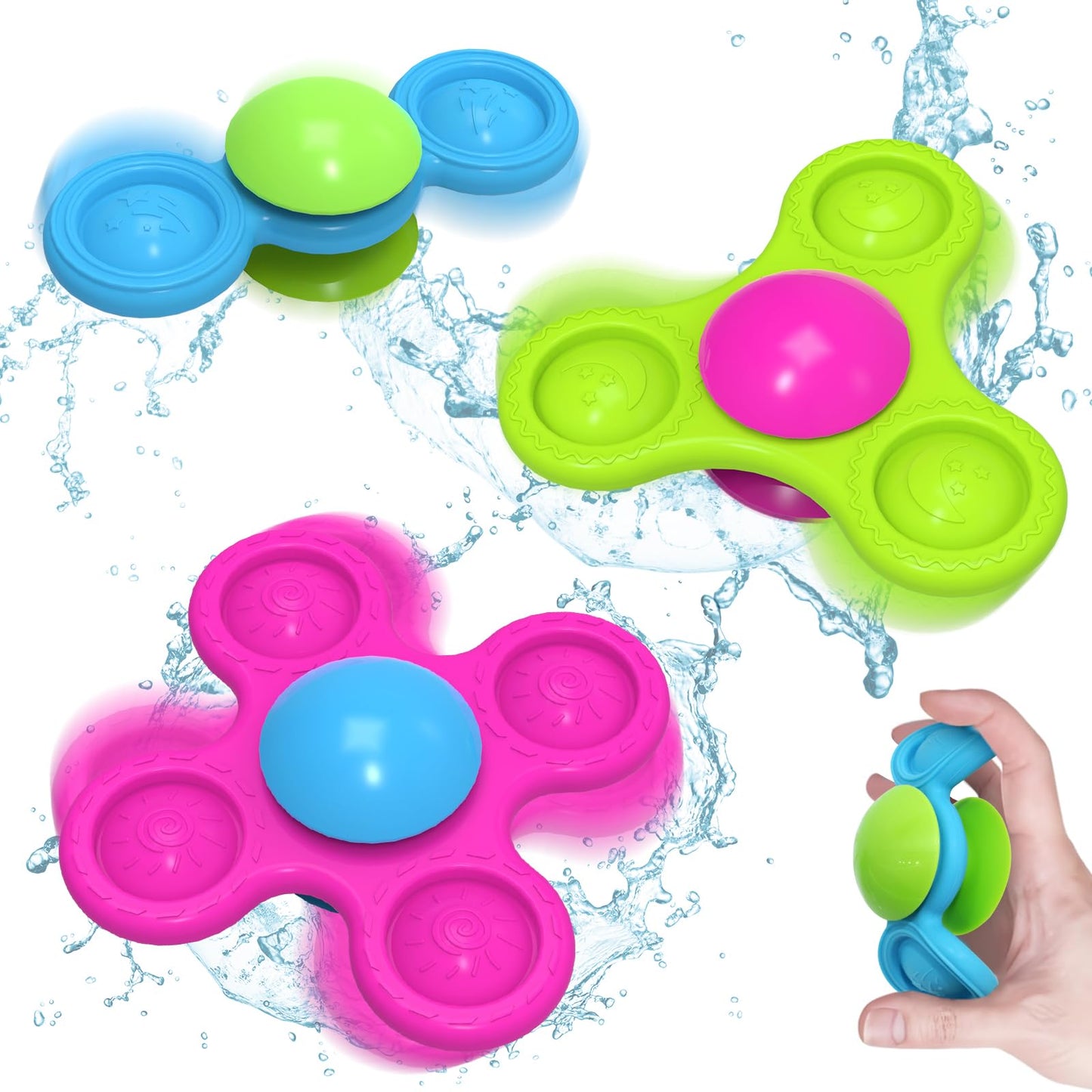 Suction Spinner Toys For Babies Silicone Baby Bath Toys For Kids Ages 1-3 Boy Girl Gift,Pop Spinner Sensory Toy For Baby Infant