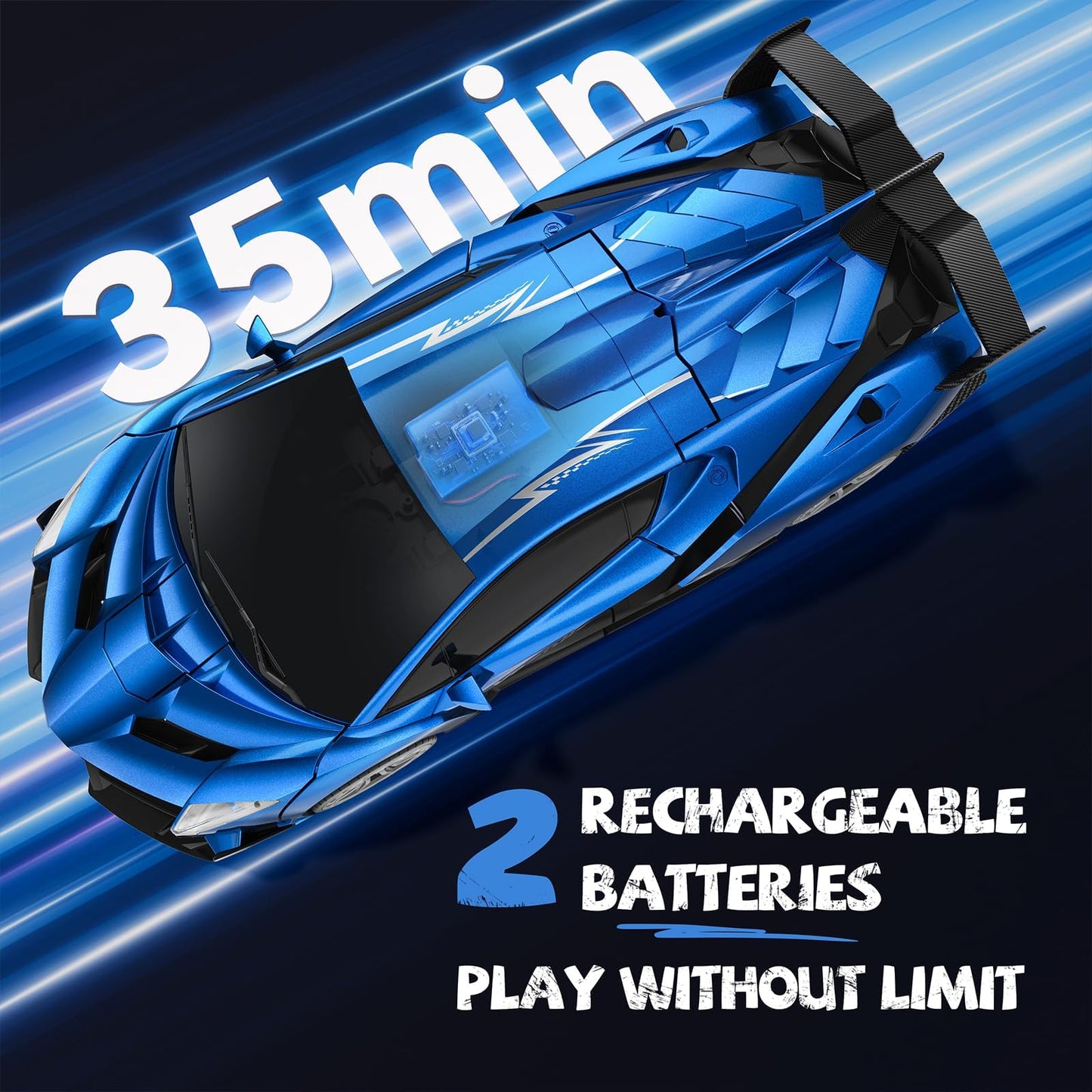 V991 Transform Remote Control Car, 1:10 Big Size, 2 Rechargeable Batteries for 70Min, 2.4GHz Gesture Sensing, One-Key Deformatio