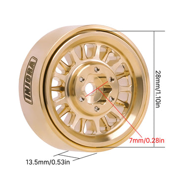 INJORA 1.0 XHX Pin Tires with 1.0 Plus Brass Beadlock Wheels Combo for 1/18 1/24 RC Crawlers Upgrade