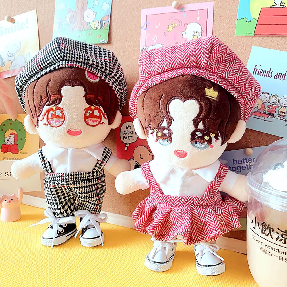 Niannyyhouse Doll Dressup 7.8In/20Cm Plush Doll College Style Houndstooth Clothes For Boys (Black)