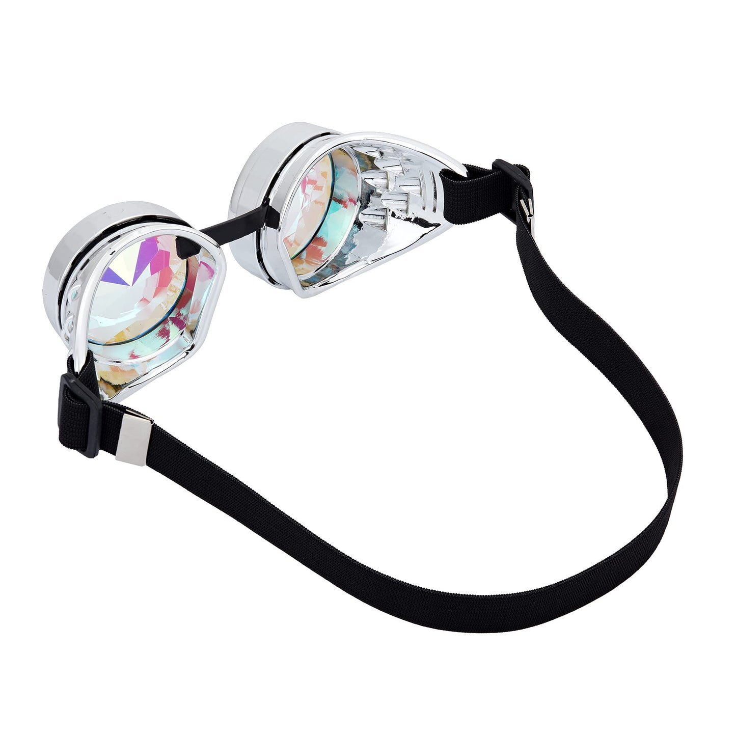 Kaleidoscope Goggles For Raves Trippy Psychedelic Steampunk Glasses With Rainbow Prism Diffraction Crystal Lenses