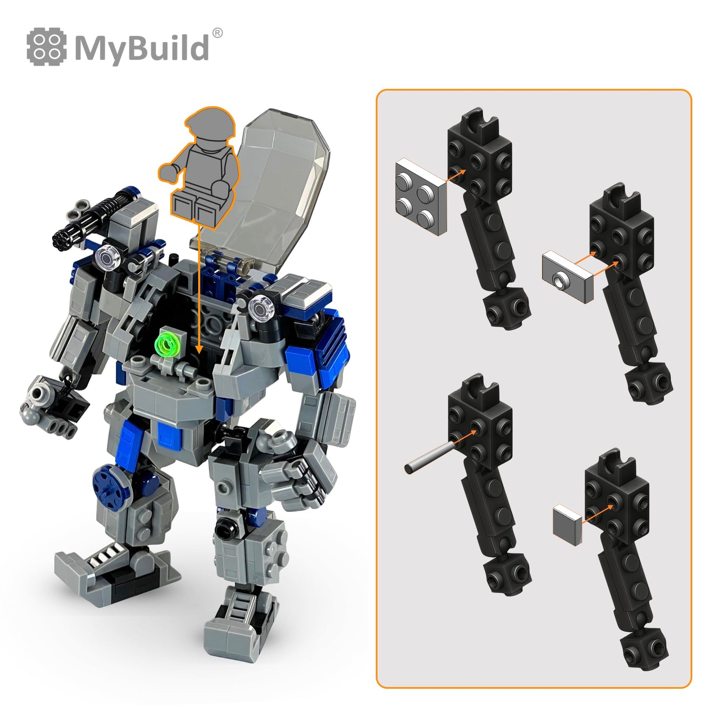 Mybuild Mecha Frame Jake 6015 - Qm Quadruped Mech Joint Adventure Set Sci-Fi Mech Toy Building Kit