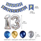 13Th Birthday Party Decoration For Boys, Birthday Banner Blue Number 13 Birthday Balloons Metallic Silver Blue Gold Latex Balloo