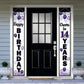 LASKYER Happy 14th Birthday Decorations,14th Purple Balloon Birthday Theme Door Hanging Banner Sign,Cheers to Fourteen Years Old