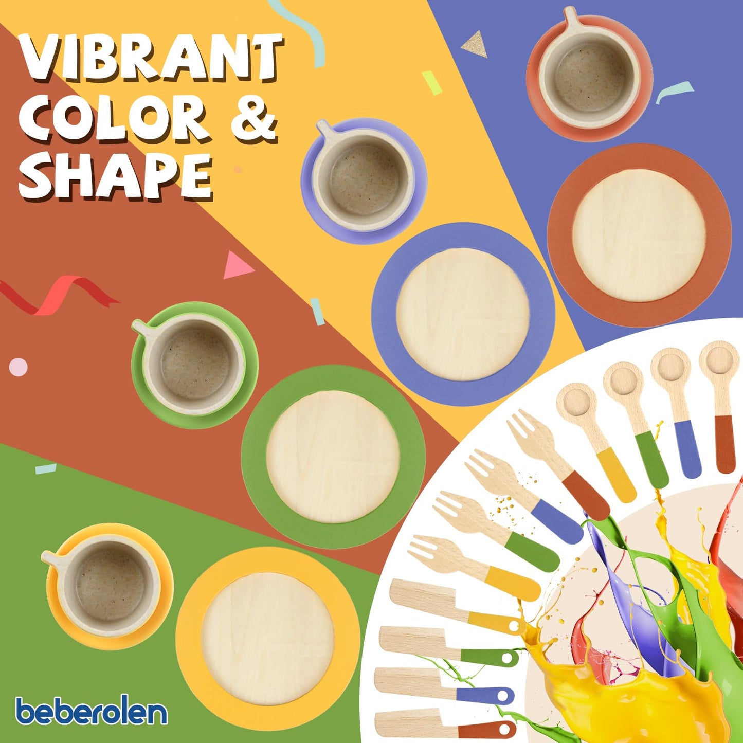 Wooden Play Dishes And Plates For Kids Kitchen Set Accessories For Toddlers 1-3 Cooking Toys Tea Cups For Kids Kitchen Birthday
