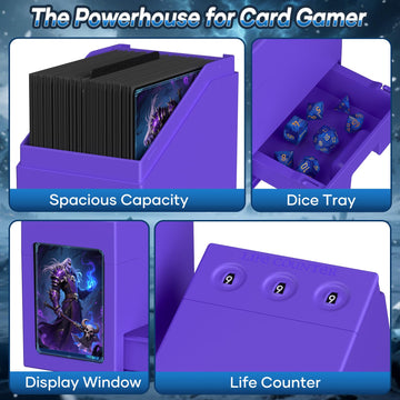 Proijeut Mtg Deck Box with Life Counter, Commander Deck Box Fits 100 Double-Sleeved Cards, Magic Card Storage Box with Commander