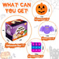 48 Halloween Toys Pack with Pumpkin Box, Halloween Party Favors Gifts for Kids, Squishy Mochi Toys in Bulk with Bubble Push it K