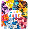 Mikneke 162 Wooden Loose Parts Sensory Bin Filler Toys, Mandala Rainbow Stacker Open Ended Toys, 27 Colors Sensory Training Educational Toys