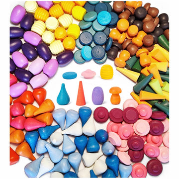 Mikneke 81 Wooden Loose Parts Sensory Bin Filler Toys, Mandala Rainbow Stacker Open Ended Toys, 27 Colors Sensory Training Educational Toys