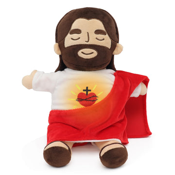 Yelakey Officially Jesus Plush Breathing Soothing Stuffed Animal Heart of Jesus Toy Savior Doll for Church Sunday School Religio