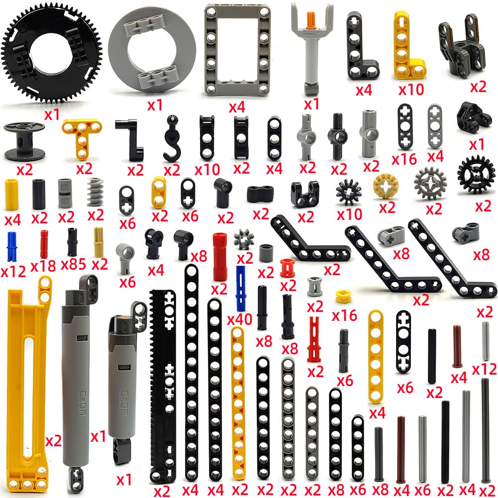 Zhx Technical Parts Beams Axles Connectors Bricks Sets - 457 Pieces, Chassis Frame Liftarm Push Rods For Technic Car Moc Building Block Toys