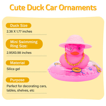 Wonuu Car Accessories Rubber Ducks Dashboard Decorations Rubber Duck Pink Accessories Dashboard Duck Car Decorations Car Ducks For Dashboard Car Duck Car Dashboard Decorations, Hg&Pink-Straw