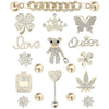 Rhinestone Bling Decoration Charms, Diamond Trend Designer Luxury Cute Jewelry Shoe Accessories For Women Girl Gifts(Gold)