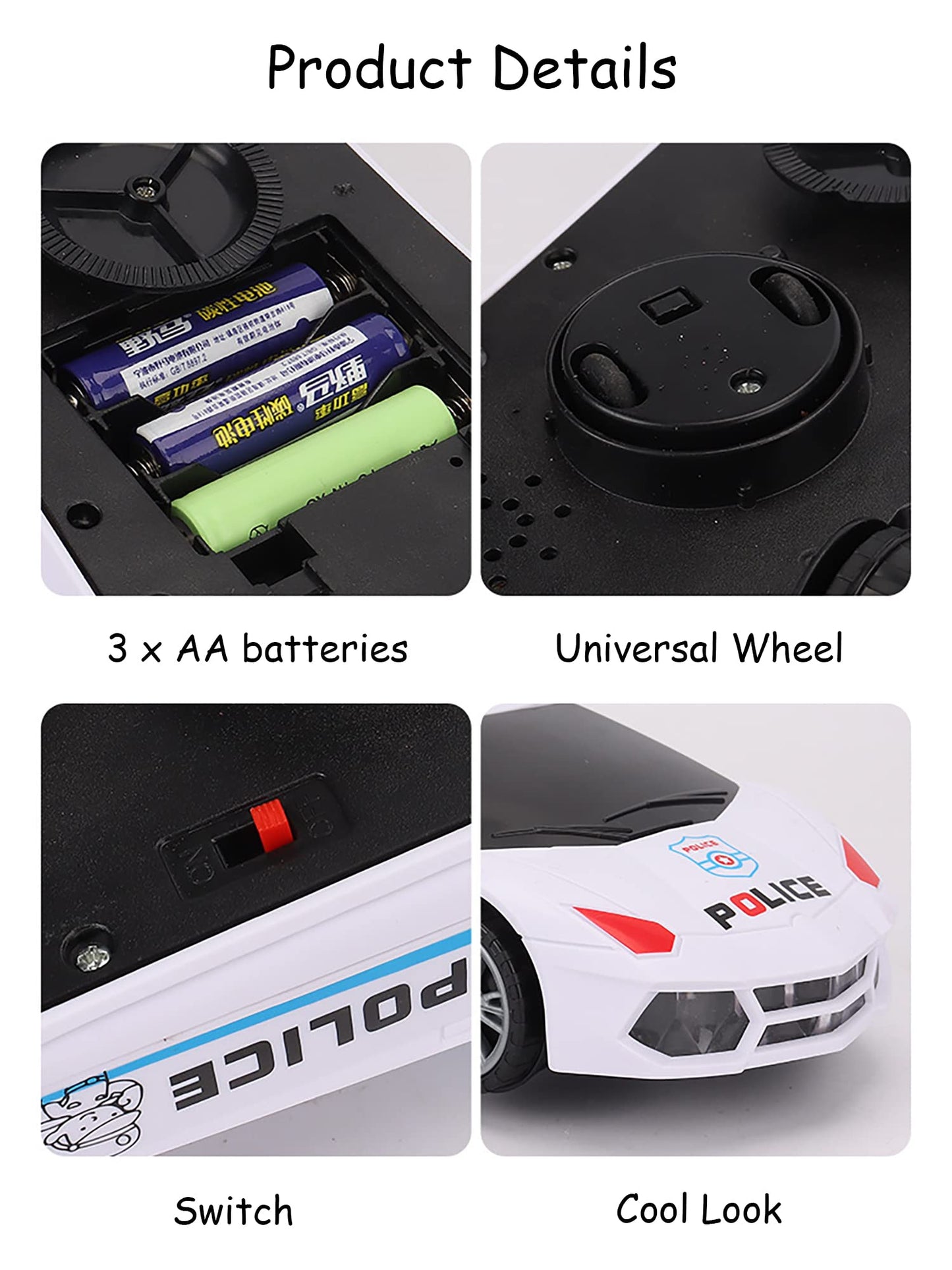 Toy Cars, Police Car Toys For Boys 3-5, Police Car Spinning Toy With Music Lights And Siren, Automatic Door Opening Spin Toy For