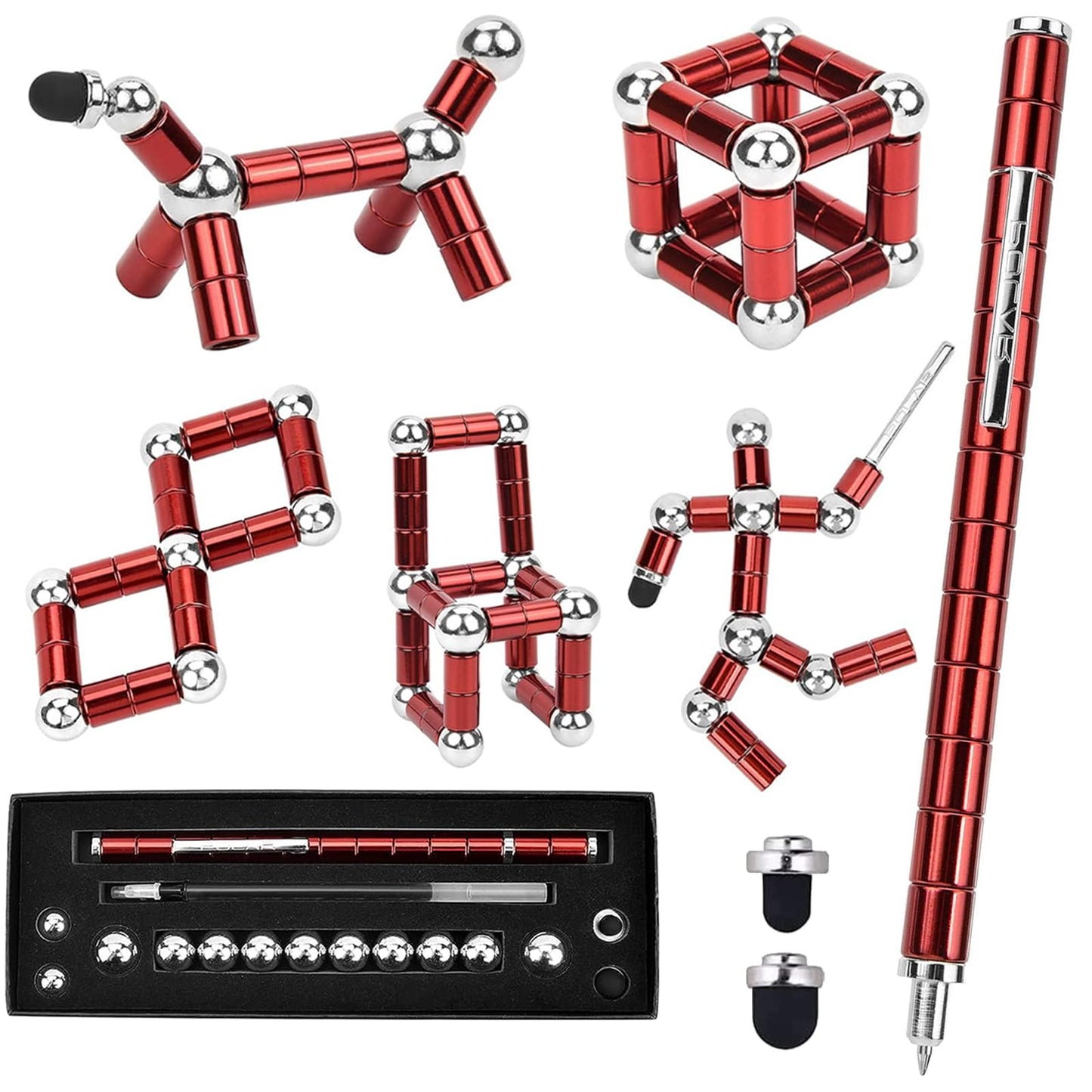 Wqwquu Fidget Pen,Magnetic Pen, Decompression Magnetic Fidget Toy Pen, Magnet Pen Fidget Toy Relieve Pressure Novel Toy Gifts For Kids Or Friends! (Red)