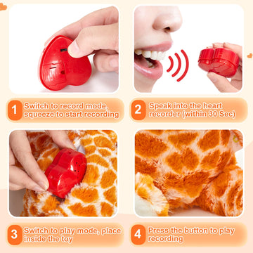 Cozyworld 13' Recordable Giraffe Stuffed Animal,Sweet Soft Plush Toy With Voice Recorder,Giraffe With Voice Recording Heartbeat Birthday Gifts For Toddler Kids