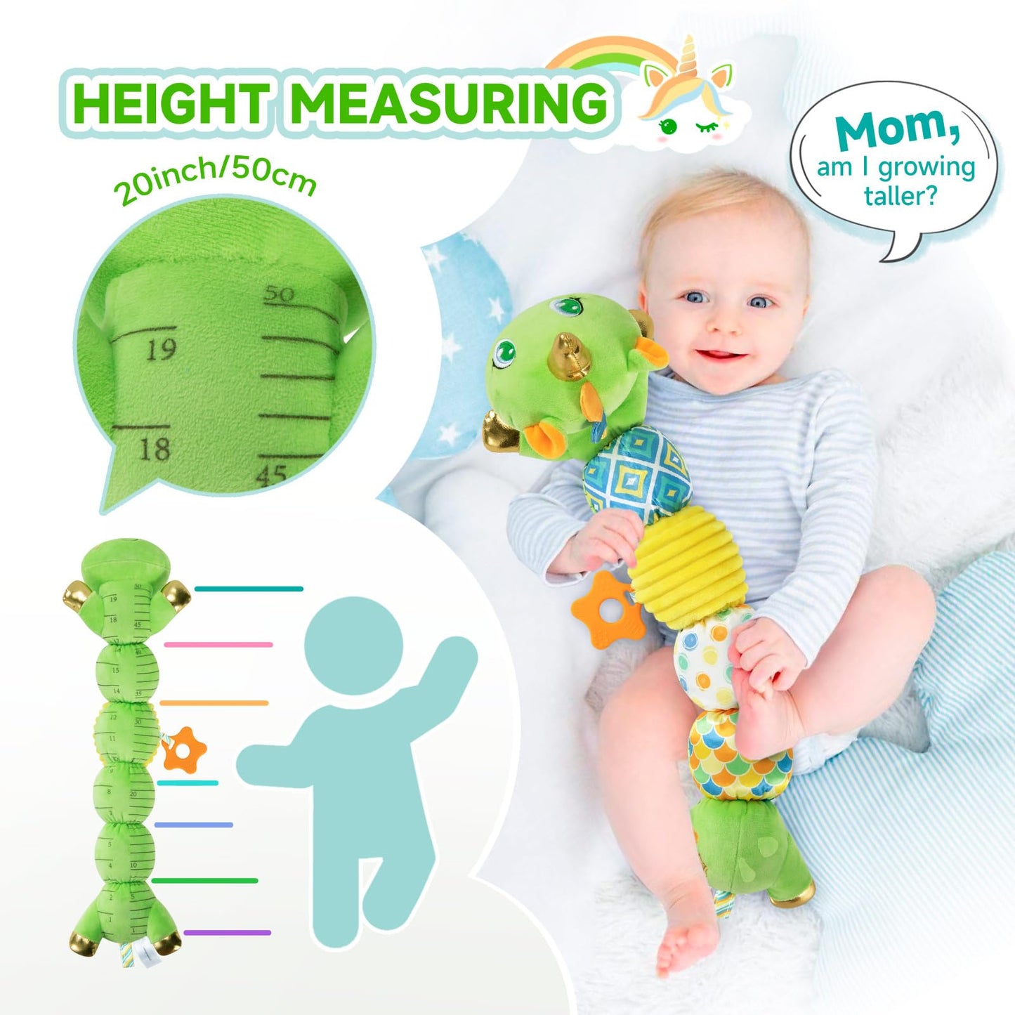 Unicorn Baby Toys 6-12 Months, Musical Infant Toys With Sensory Crinkle & Rattle For Tummy Time Newborn, Baby Boy Toys For 0 1 2