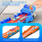TERRAMUS Dinosaur Transport Truck Car Toy for Kids - 3 in 1 Ejection Folding Track Toys w/Sound, Portable Truck with 8 Race Cars