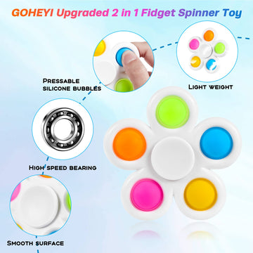Goheyi 6 Pack Fidget Spinners Toys For Kids, Fidget Toys Bulk Hand Spinner For Stress Relief, Party Favors For Kids, Easter Basket Stuffers, Birthday Return Gifts Classroom Prizes For Students