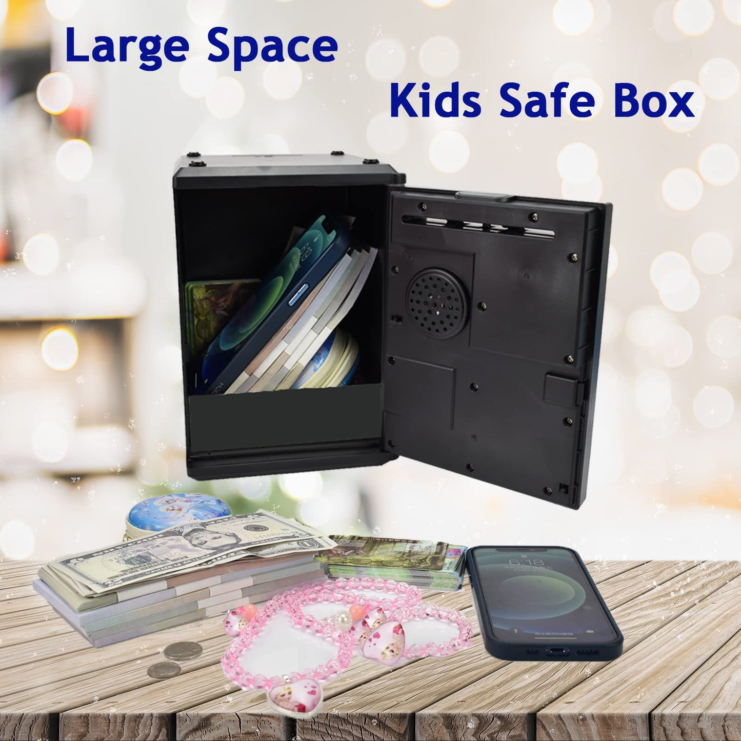 Litpggy Kids Safe Bank With Fingerprint Password Talking Atm Piggy Bank For Real Money Toy Gift For 5-14 Years Old Boys Girls (S