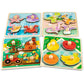 Wooden Toddler Puzzles, Funsland Peg Puzzles Gifts Toys, 4 Pcs Eco Friendly Animal Patterns Jigsaw With Handles, Infant Kid Fine Motor Skill Learning Educational Montessori Puzzles For 1 2 3 Years Old