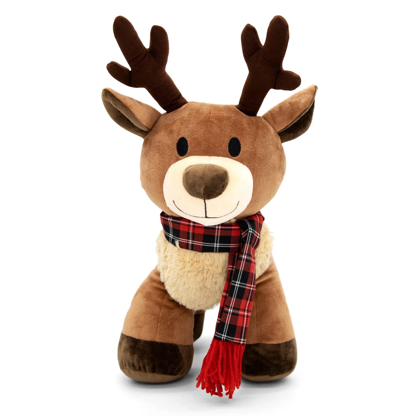 Plushible Plush Reindeer Stuffed Animal - Holiday Deer Characters With Antlers Toy For Girl, Boy, Baby, And Toddler - Christmas