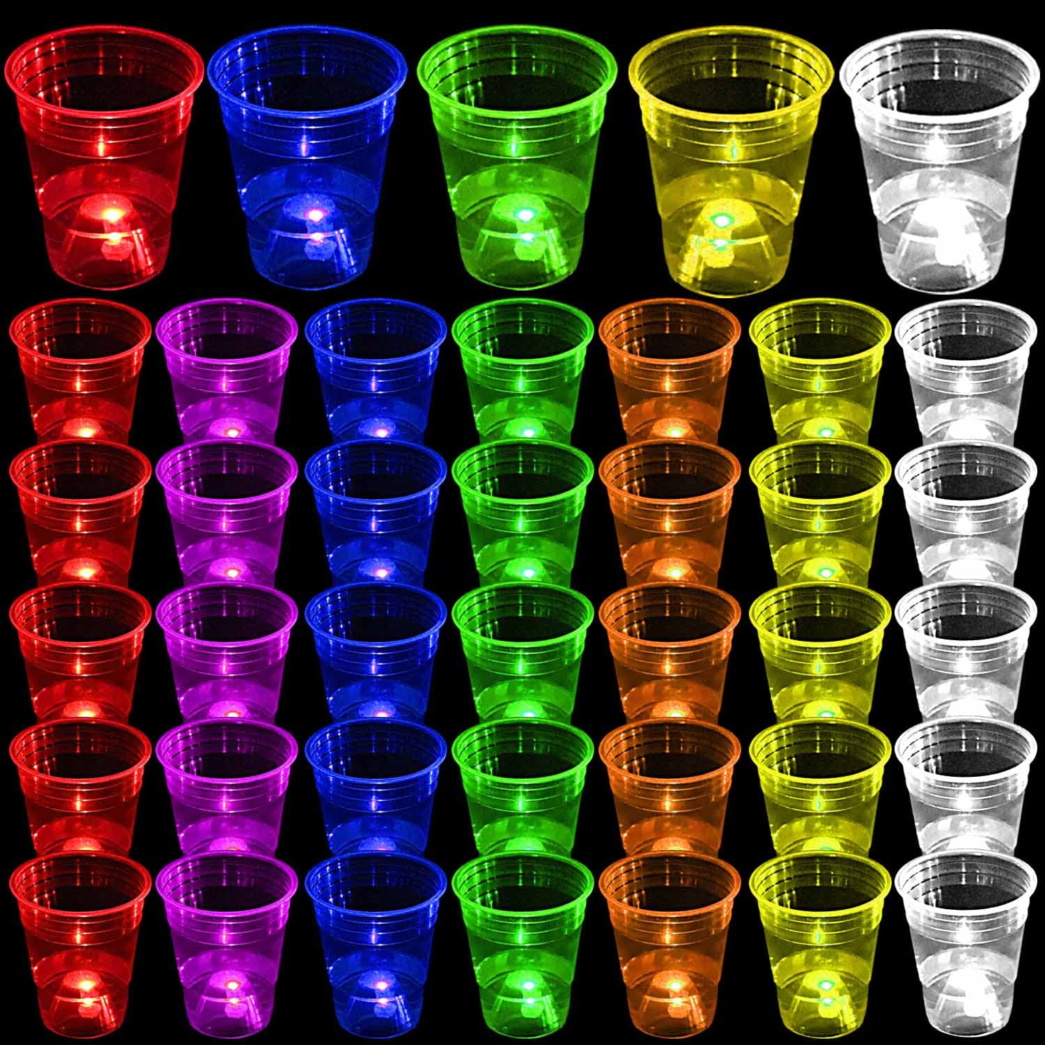 mishunyus 40 Pcs Glow Party Cups,16 oz Plastic Cup Favors for Neon Party Supplies Decoration,Glow In The Dark Cups Neon Party,20