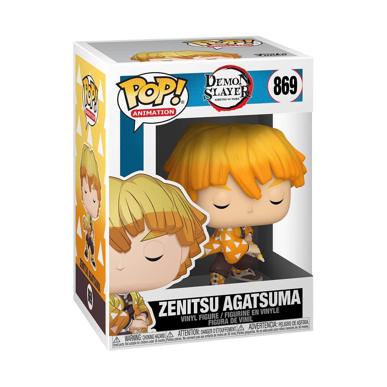 Funko Pop Animation: Demon Slayer - Zenitsu Agatsuma, Multicolor, 3.75 Inches (Bundled With Ecotek Plastic Pop Protector)