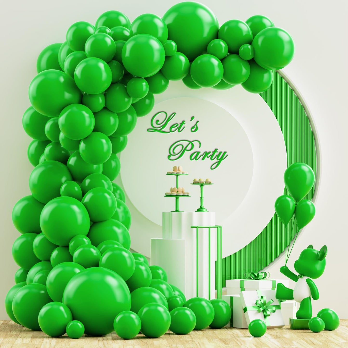 Nisocy Green Balloons Arch Garland Kit, 102Pcs 18In 12In 10In 5In Green Balloons Different Sizes For Birthday Wedding Baby Showe