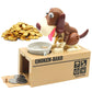 Cute Dog Piggy Bank,Saytay Hungry Puppy Stealing Coins Like Magic Coin Munching Money Bank Birthday Gift For Kids (Brown)