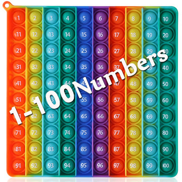 Math Toys P0P With Numbers, Kingmall 1-100 Pop Rainbow Square Fidgett Ttoy 100Bubbles Learning Tool For Teachers To Create Kinds Of Math Manipulatives?With 1-100 Numbers Tables?