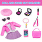 American 18 Inch Doll Makeup Accessories And Clothes,Tote Bag Set For 18'' Dolls Include Berets Outfits Sunglasses Phone Eye Sha