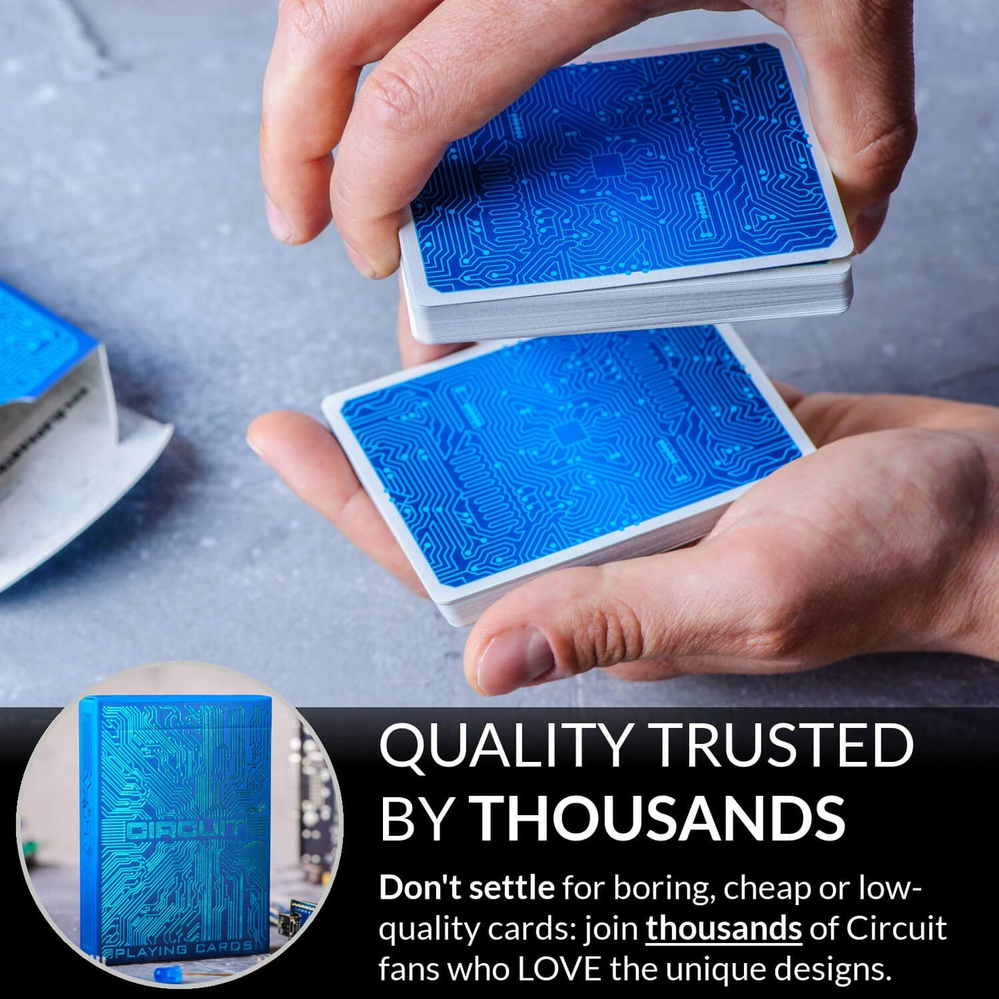 Circuit Ice Blue Playing Cards with Free Card Game eBook  Creative Deck of Cards  enhanced Card Deck  Cool game-style Cards  Unique Bright Colors for Kids & mature-themeds  Computer Themed  Black Playing Cards