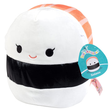 Squishmallows Original 10-Inch Solenn The Salmon Sushi Plush Toy - Soft, Collectible, Multicolor Stuffed Animal for Kids