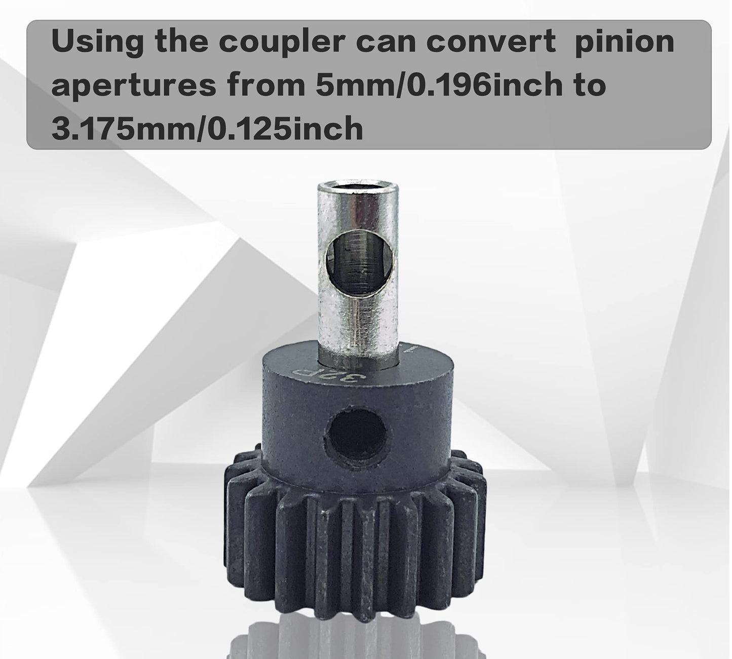 HOPLEX Stainless Steel 3.175mm/0.125inch to 5mm/0.196inch Coupler Shaft Motor Pinion Reducer Sleeve Adapter for Converting RC Mo