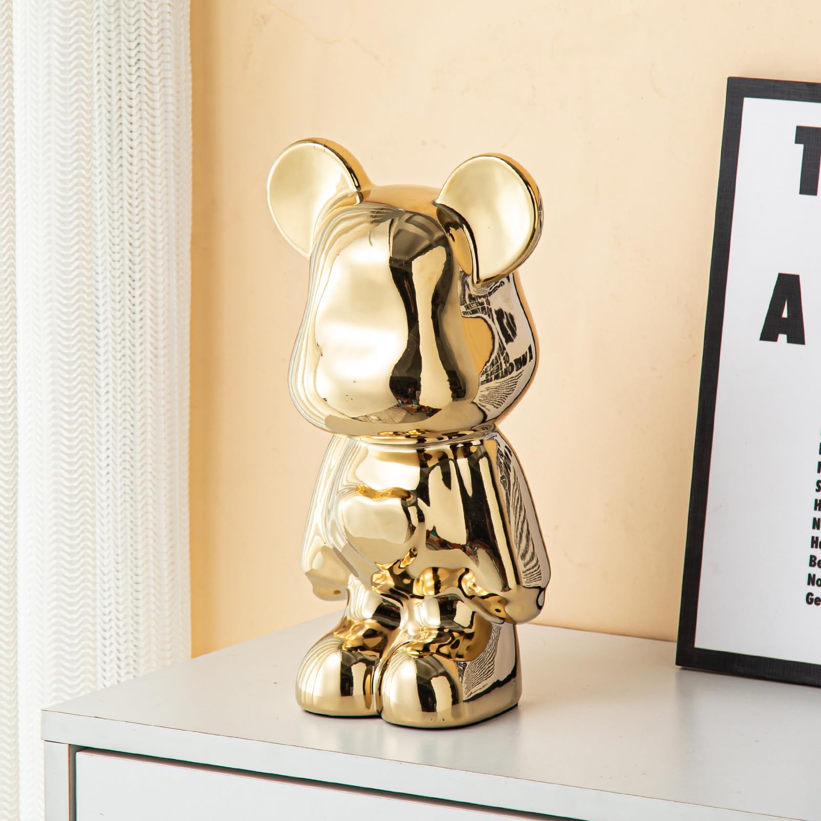 Yundu Ceramic Piggy Bank For Kids And Adults - Coin Bank For Girls And Boys - Gold Love Bear Decoration - Modern D  Cor, Hypebea