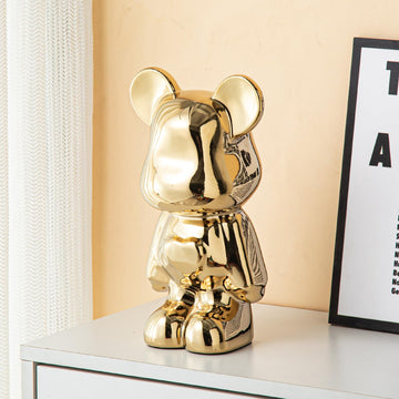 Yundu Ceramic Piggy Bank For Kids And Adults - Coin Bank For Girls And Boys - Gold Love Bear Decoration - Modern D  Cor, Hypebea