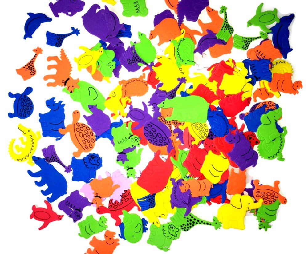 Self Adhesive Craft Stickers, Carnival, Planets, Farm Animals, Princess, Dinosaur Themed Stickers (500 Piece Party Packs) (Animals)