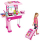 Dherik Tradworld Little Chef 2 in 1 Kitchen Play Set, Pretend Play Kitchen Kit for Kids with Suitcase Trolley, Multi Color with 