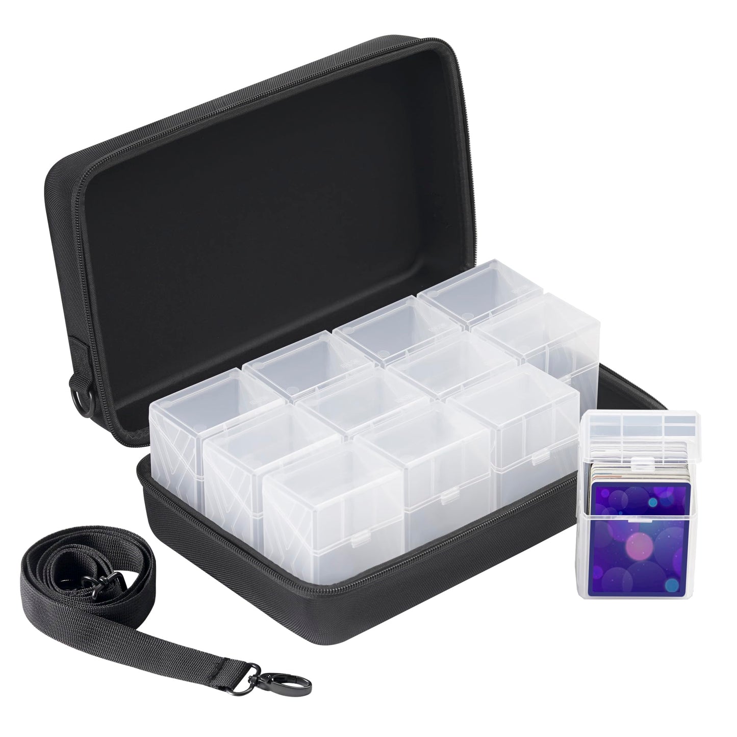 Rhcom Trading Card Case Kit With 12 Deck Boxes,For 2200+Cards.Card Game Organizer Compatible With Tcg Deck, Sports Cards, Mtg De