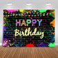 Mocsicka Glow Birthday Backdrop Neon Glow In The Dark Party Decoration Glow Crazy Rainbow Birthday Photo Backdround Photo Prop (