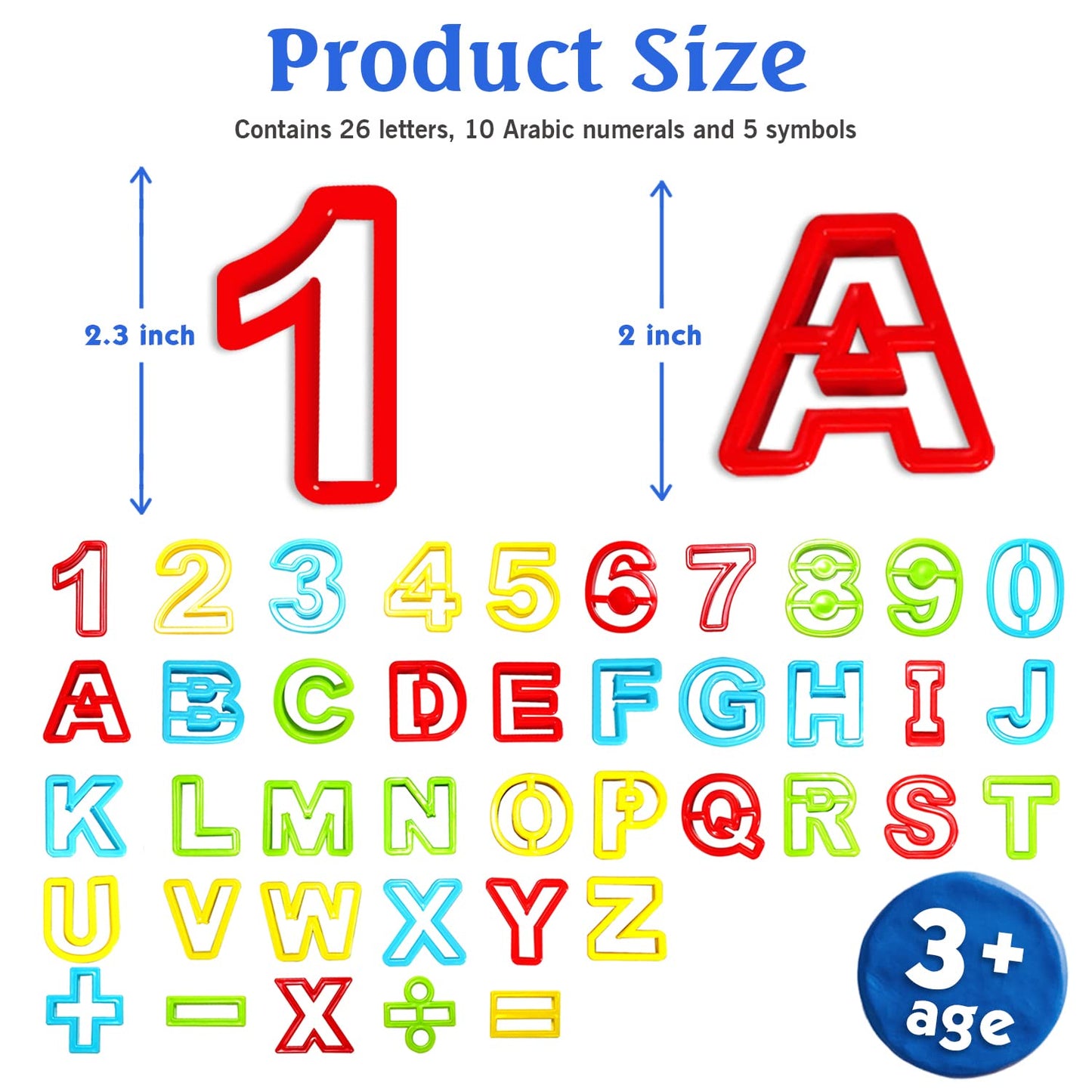 Rimobul Alphabet & Numbers Dough Cutter Kit,1.5'- 2',Set Of 41