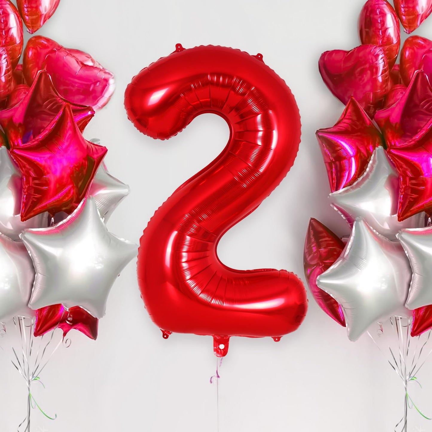 Red Number 2 Balloon 40 Inch, Big Large Foil Helium Number Balloons, Jumbo Giant Mylar Number 2 Balloons For 2 Year Old Birthday