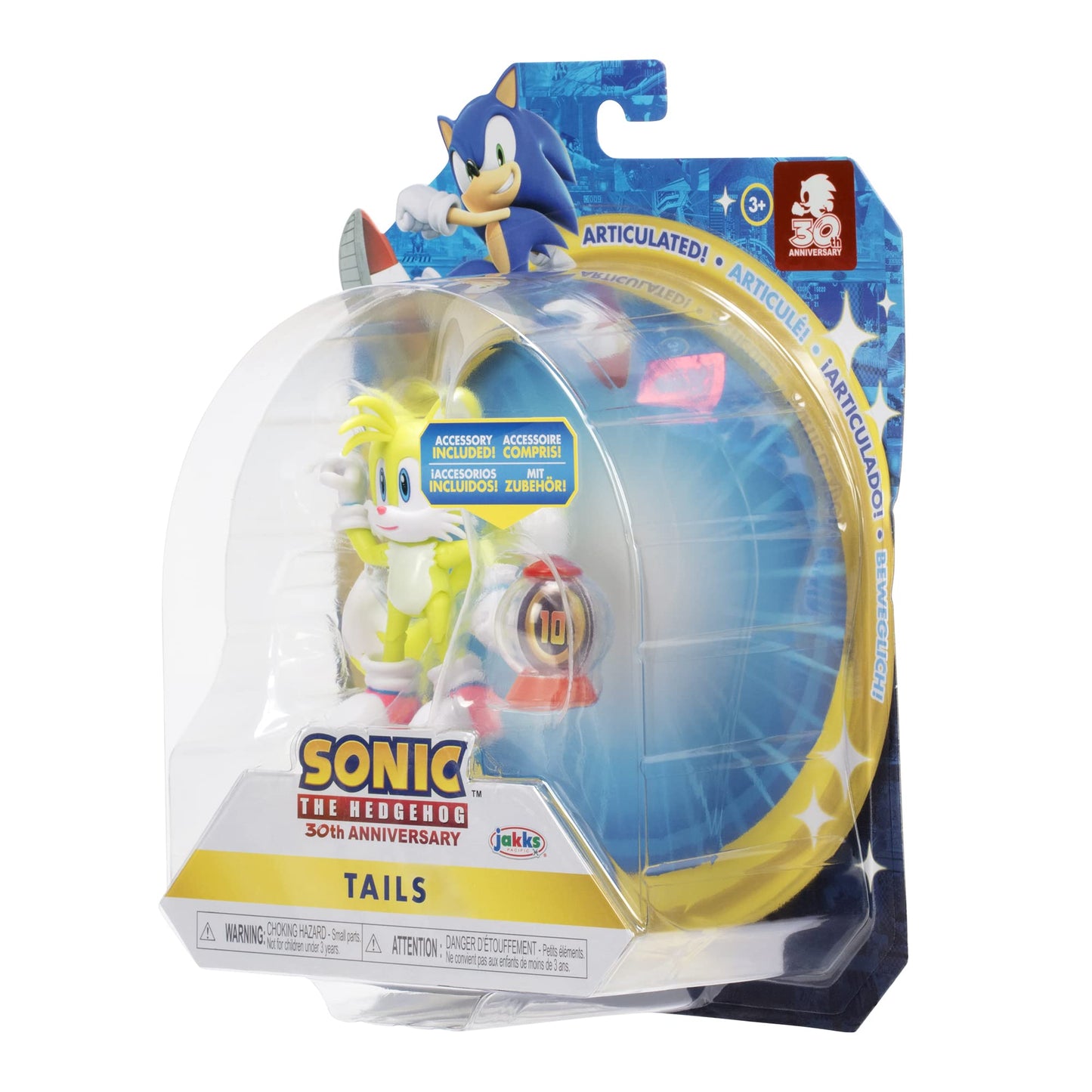 Sonic The Hedgehog 4-Inch Action Figure Modern Tails With Ring Item Box Collectible Toy