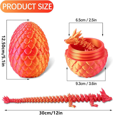3D Printed Dragon Egg,Easter Egg,3D Printed Articulated Dragon With Dragon Inside,Crystal Dragon Fidget Toy Adults Fidget Toys Mystery Dragon Egg For Autism/Adhd (Rainbowcandy)