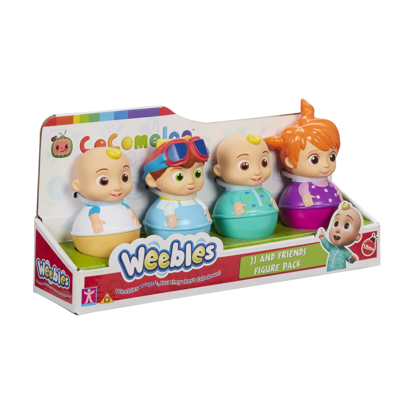 Cocomelon Weebles 4 Figure Pack - Chunky Moulded JJ Figures, Blue, 4 Count, Preschool Imaginative Play, Character Options