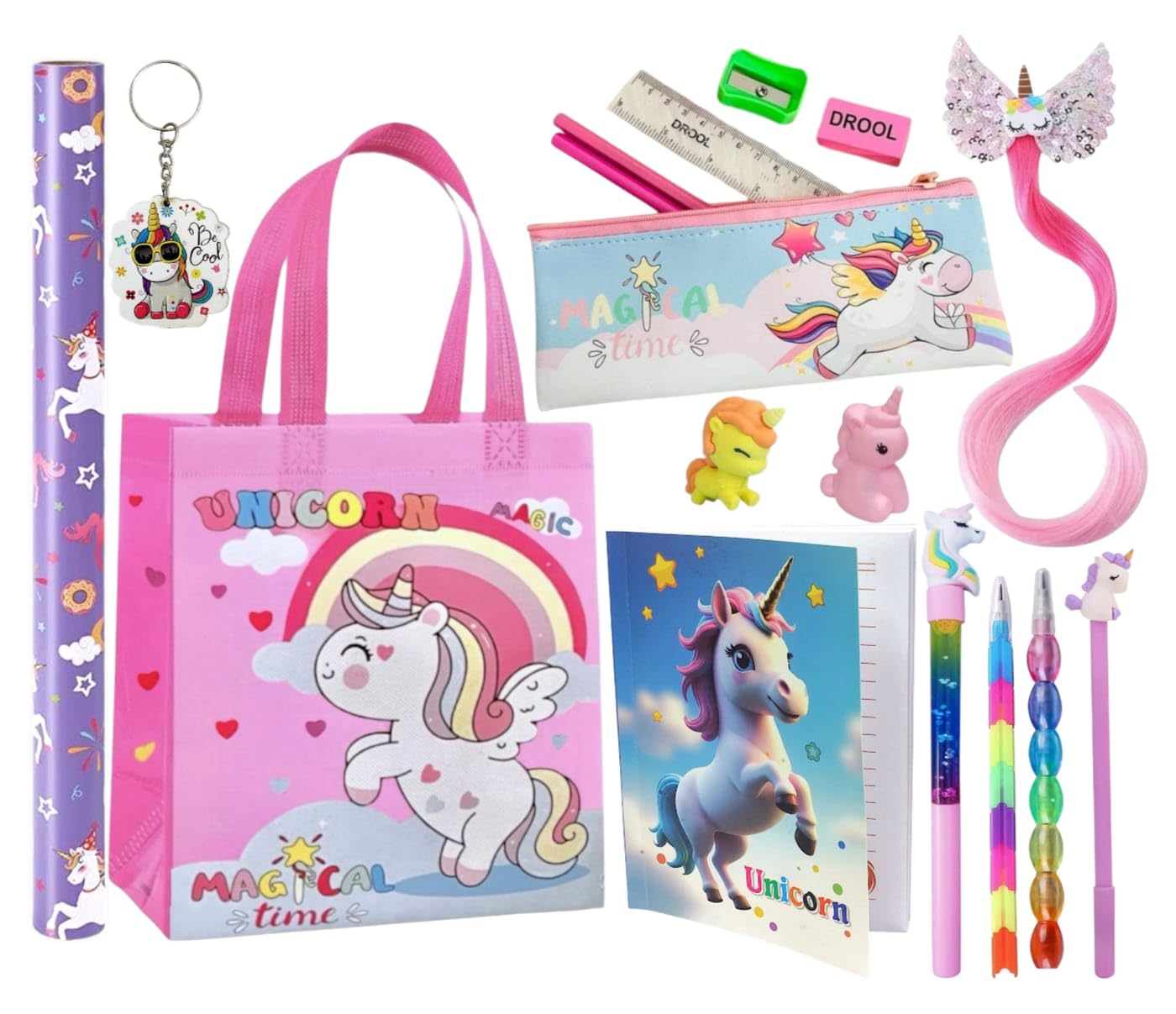 Amycaur Unicorn Gift Combo For Girl Kids (Pack Of 12 Item) | Unicorn Stationery Set For Gifts | Stationery Item For Kids | Schoo